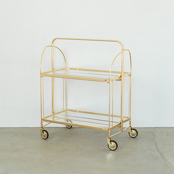 希山实验室不锈钢古长虹玻璃小推车北欧餐车可移动折叠客厅茶边几