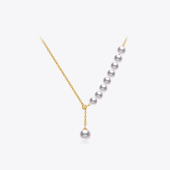 meluxe美奈18k金天然akoya海水珍珠项链锁骨链可调节时尚珍珠颈链女大