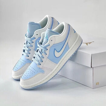 独蜘侠air jordan 1 low lce blue蓝白色 男女同款aj1休闲板鞋仿 36