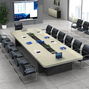 栗棠办公家具大型会议桌长桌椭圆形培训桌圆角开会办公桌板式长方形
