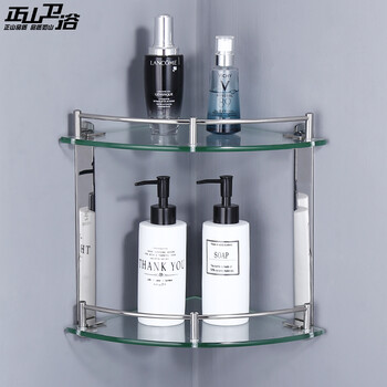 正山卫浴浴室置物架玻璃三角架卫生间转角架厨房墙角架五金厨卫挂件双层三角架 图片价格品牌报价 京东
