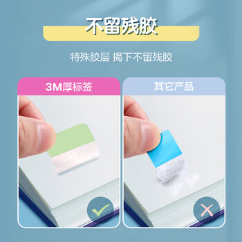 3M 便利贴 便条纸/报事贴/便签纸/指示标签 抽取式厚标签 办公用品 学习用品文具 粉色套装 686-DP