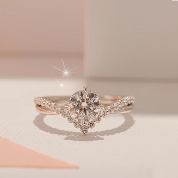 为爱加冕莫桑石钻戒戒指女订婚求婚结婚钻石对戒闭口 为爱加冕60分16