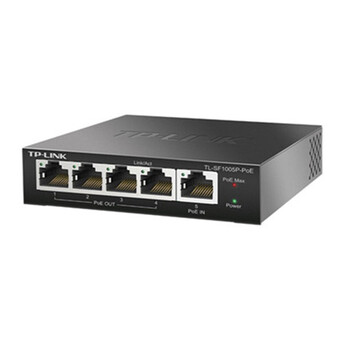 普联（TP-LINK）5口POE网络交换机百兆 一体化延长网线数据传输 POE交换机 POE受电不带电源线TL-SF1005P-POE