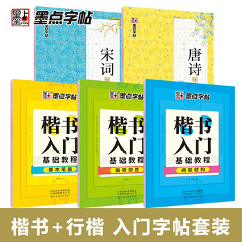 墨点字帖 楷书行楷入门基础练习字帖 楷行双体字帖钢笔字帖 成人初学者学生楷书硬笔书法练习字帖 荆霄鹏楷书5册