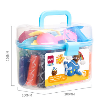 得力(deli)24色橡皮泥DIY手工美术彩泥材料非轻型粘土玩具黏土手提盒易收纳蓝色儿童开学文具生日礼物 得力(deli)24色橡皮泥DIY手工美术彩泥材料非轻型粘土玩具黏土手提盒易收纳蓝色儿童开学文具生日礼物