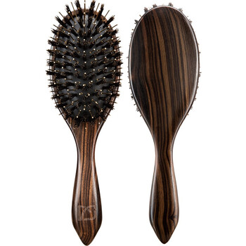 紫韵梳香镀金钢针按摩发刷梳条纹乌木猪鬃毛梳子按摩发刷梳女士男士