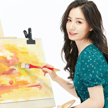 中盛画材5#长杆猪鬃宽笔刷油画刷底纹笔刷猪鬃排刷底纹板刷子丙烯画笔水粉笔美术手绘画墙绘美术写生