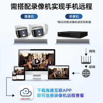 HIKVISION海康威视监控摄像头600万超高清臻全彩广角全景家用室内户外手机远程POE供电3367FWDAP2V2-LS