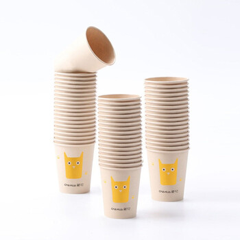 茶花一次性纸杯子加厚 整箱本色无蜡淋膜180ml咖啡杯400只10包