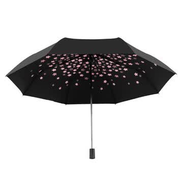 Cmon 防晒太阳伞三折晴雨伞遮阳伞女防紫外线upf50+ 小樱花三折伞