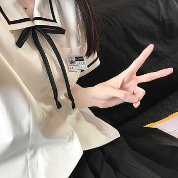 夏季短袖上衣套装女两件套日系jk制服衬衫上衣女短袖夏季学生校供感白