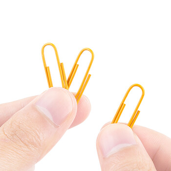 飞兹(fizz)29mm160枚装金属回形针积木盒装不易生锈彩色发票文件曲别针财会办公用品橙色 FZ21907 