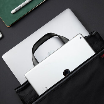 TRNFA TRNFA TN-4005黑色 文件袋/手提帆布公文包 办公收纳用品/双层拉链袋/资料笔插会议培训包