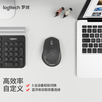 罗技（Logitech）M720 鼠标 无线蓝牙鼠标 办公鼠标 右手鼠标 大手鼠标 优联 黑色 带无线2.4G接收器