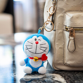 挂件小饰品毛茸茸哆啦a梦钥匙扣挂件玩偶可爱机器猫公仔书包背包挂件