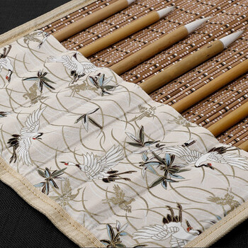 【全网低价，真便宜直播间】绍泽文化 文房四宝  竹布7袋笔帘（仙鹤） 毛笔收纳袋