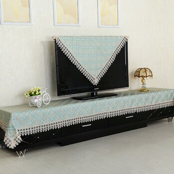 可支持定做电视柜布台布桌布防尘罩布艺鞋柜罩布罩吉祥如意绿水溶边