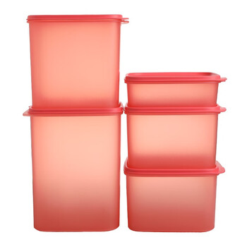 特百惠(tupperware) 密封盒 智惠方形储藏套装5件套鲜盒干货收纳盒 无