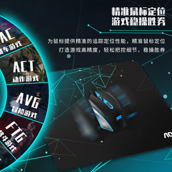AOC电竞游戏办公鼠标垫中小号 300*250*3mm办公键盘电脑书桌垫M102/93几何蓝黑色