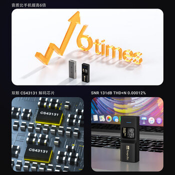 节奏坦克 奏鸣曲BHD Pro 双芯便携解码耳放小尾巴4.4mm+3.5mm/usb声卡DSD512/MQA Type-C 可调音量 黑色