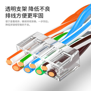 万级超六类网线水晶头 工程级RJ45万兆接头 铜壳镀金屏蔽分体式连接器 30个装WJ-15263