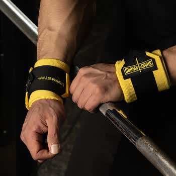劳拉之星健身护腕男卧推护手腕举重力量训练防扭伤运动绷带 巅峰黄色一对