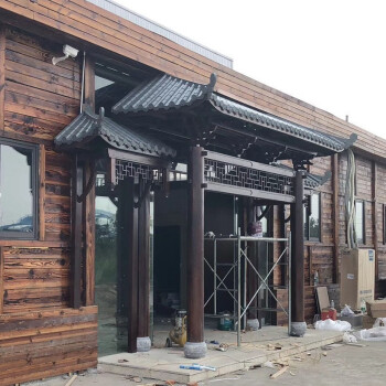 【新品】中式仿古实木屋檐门头古建装饰火锅店茶楼门面假飞檐翘角横檐