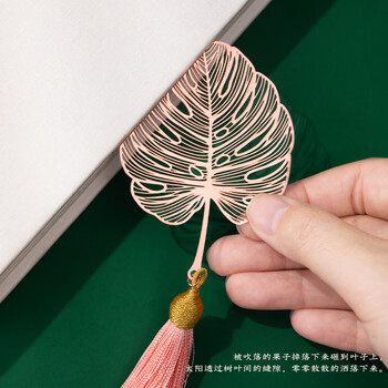 洧宜树叶书签古风金属书签礼盒创意中国风故宫文创伴手礼生日礼物女孩男孩毕业送老师同学纪念意义礼物