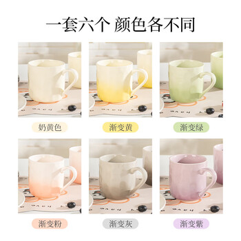 彩致（CAIZHI）马克杯家用陶瓷水杯早餐杯学生泡茶杯办公室咖啡杯 六件套CZ6897