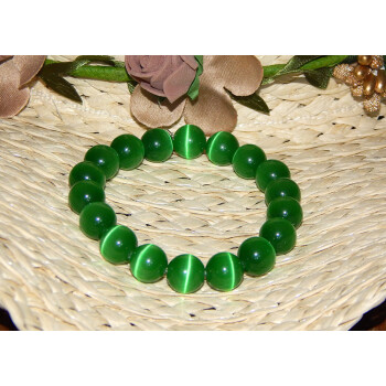 snqp粉猫眼石水晶佛珠玉石串珠女生珠子手串手镯 10mm浅绿【图片 价格