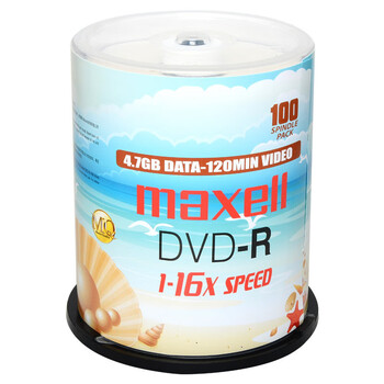 麦克赛尔（Maxell）DVD-R光盘 刻录盘 空白光盘 光碟  M2系列16速4.7G 珍珠白桶装100片