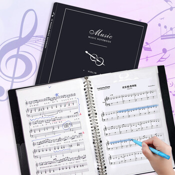 金得利乐谱夹钢琴谱夹册a4文件夹活页不反光可修改谱可爱改谱夹学生用架子鼓吉他谱夹册 黑色 CF340