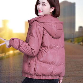 翁小贝冬季短款女式带帽羽绒服女外套2022年40岁冬装韩版加厚粉色m