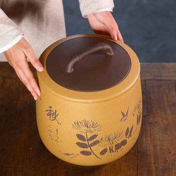 金镶玉 茶叶罐 宜兴紫砂段泥石瓢原矿大号七饼普洱茶存储罐 金镶玉 茶叶罐 宜兴紫砂段泥石瓢原矿大号七饼普洱茶存储罐