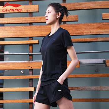 李宁（LI-NING）李宁羽毛球服短袖运动速干弹力春夏装简约休闲 黑色ATSP416 XL码