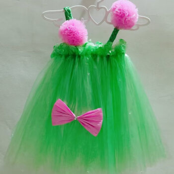 zkhe儿童环保时装秀服装女孩手工材料dry幼儿园塑料袋亲子表演走秀衣