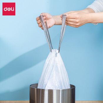 得力(deli)45*50cm抽绳式垃圾袋便携牢固加厚大容量居家用办公宿舍耐用量多垃圾收纳 3卷装 白色18751 得力(deli)45*50cm抽绳式垃圾袋便携牢固加厚大容量居家用办公宿舍耐用量多垃圾收纳 3卷装 白色18751