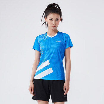 kawasaki川崎羽毛球服套装女夏运动速干短袖T恤训练队服K2801 蓝色 L 