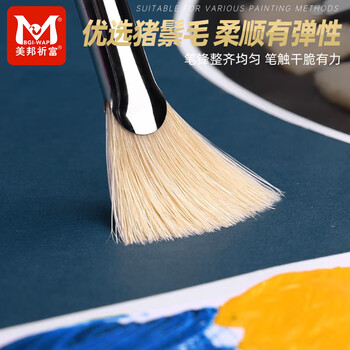 美邦祈富扇形笔猪鬃套装鱼尾水粉笔色彩笔扇形油画笔颜料笔丙烯画笔美考艺术生专业全套专用绘画用笔刷12#