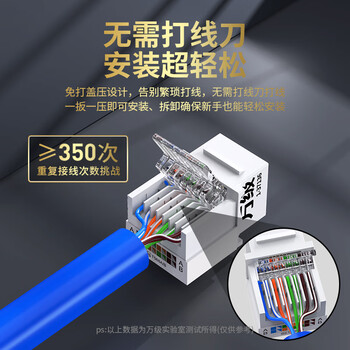 万级六类网络网线插座免打模块面板套装 千兆86型单口阻燃工程信息面板 6类网络家装电脑水晶头母座 白