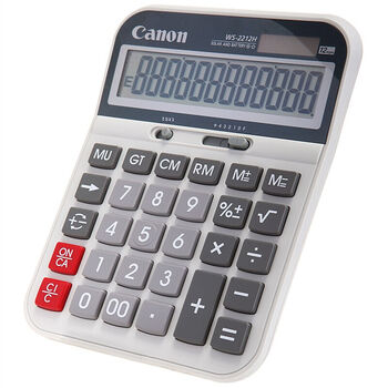 佳能Canon WS-2212H 桌面办公用太阳能宽屏金融商务计算机大号财务会计速打银行多功能12位双电源计算器