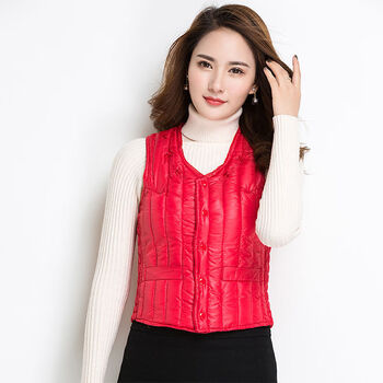 棉马甲女短款韩版时尚坎肩中年保暖内穿贴身背心zy常规款红色m