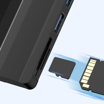 优联星 微软Surface Pro4/5/6扩展坞 高速传输USB3.0转换器HDMI高清4K拓展坞SD/TF卡银色YXL-SUR002