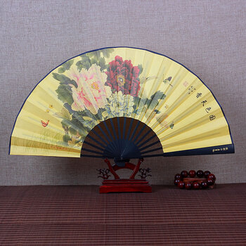 黑纸扇 王星记扇子9寸中国风折扇男山水丝绸绢扇古风汉服工艺竹随身