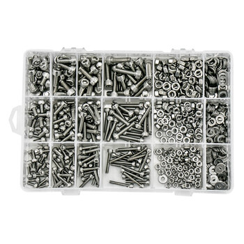 海斯迪克【京仓配送】304不锈钢组合螺丝 内六角螺丝螺母垫片组合套装 D款15格DIN912杯头螺丝720pc 海斯迪克【京仓配送】304不锈钢组合螺丝 内六角螺丝螺母垫片组合套装 D款15格DIN912杯头螺丝720pc