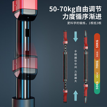 PROIRON普力艾 臂力器臂力棒50-70KG男士可调节弹簧握力棒 胸肌训练器材