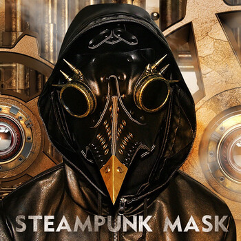 scp049鸟嘴面具瘟疫医生cos服乌鸦嘴脸男恐怖万圣节化妆舞会黑金pu