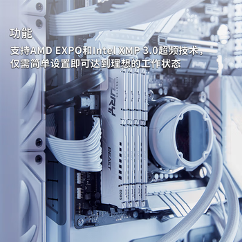 金士顿（Kingston）FURY 64GB(32G×2)套装 DDR5 6000 台式机内存条 Beast 野兽 支持XMP&EXPO C36 白色款