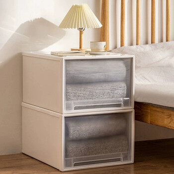 清野の木 衣物收纳箱特大号抽屉收纳盒储物箱 50L透白 3个装